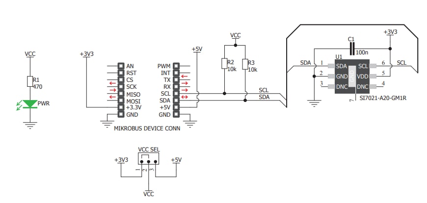 Schaltplan - Mikroe MIKROE-3272 Temp&Hum 7 Click